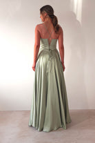 Bella Luxe Aline Satin Gown | Sage - Oh Hello Clothing