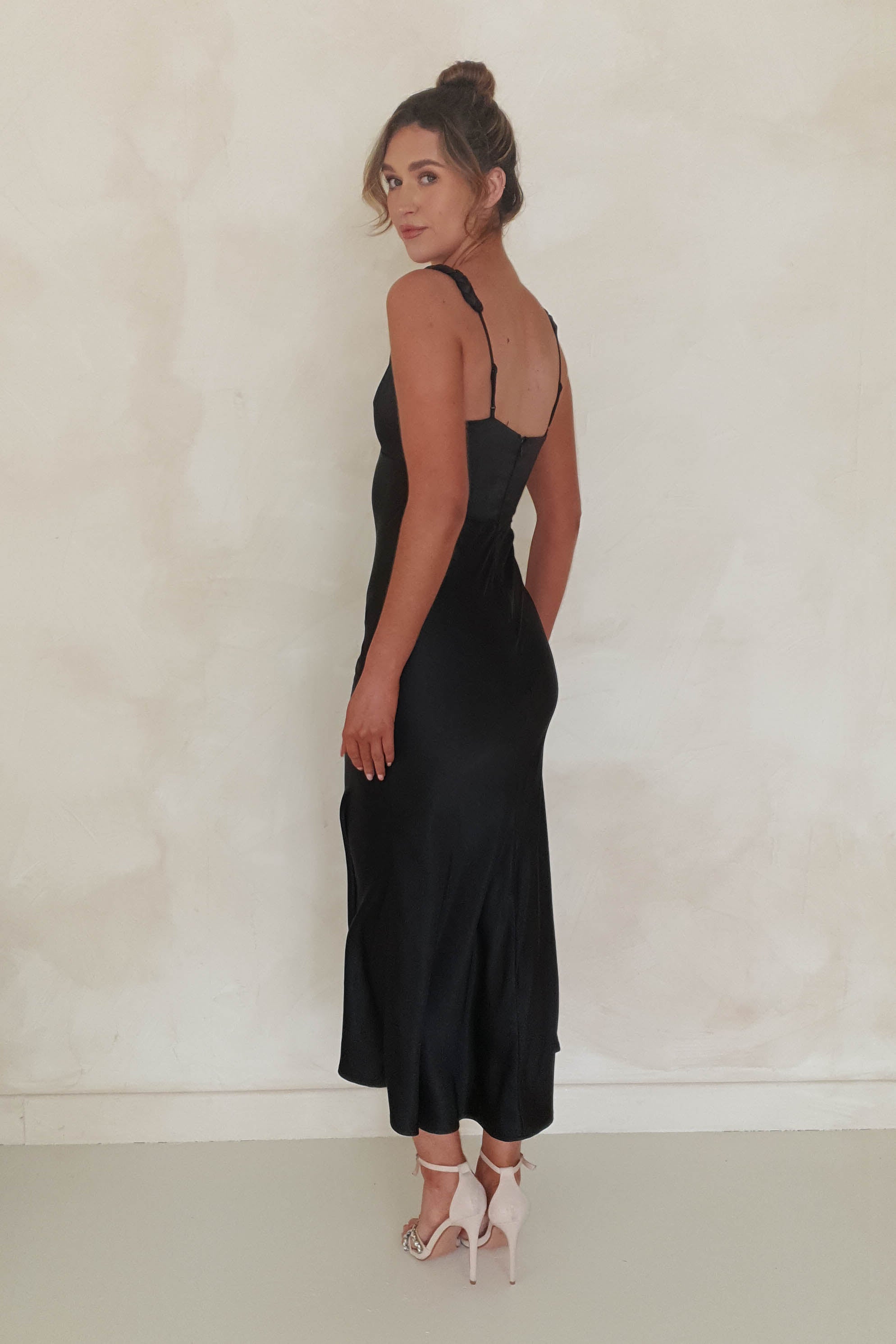 Bethanie Soft Satin Maxi Dress | Black