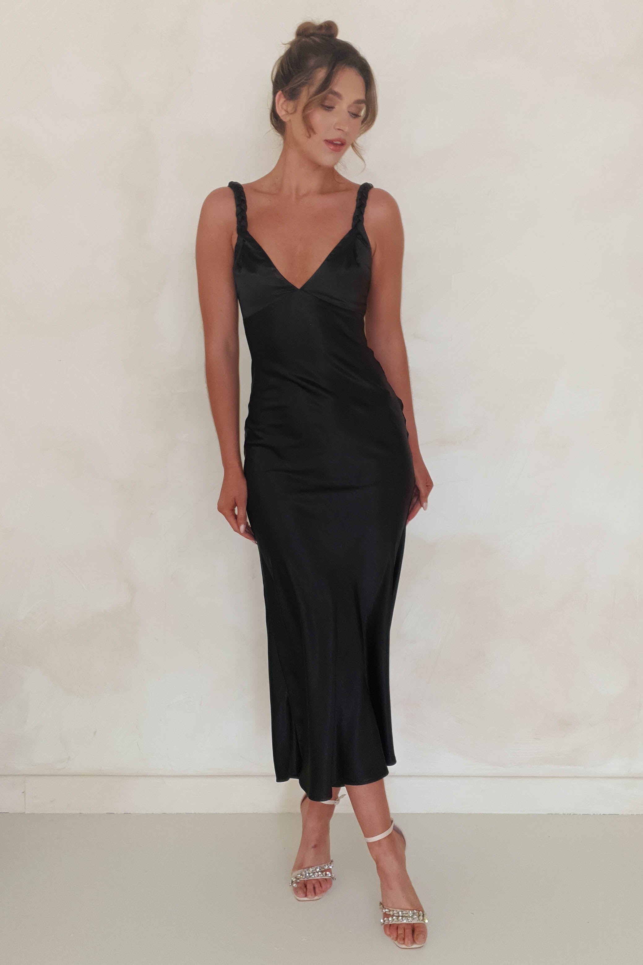 Bethanie Soft Satin Maxi Dress | Black