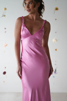 Bethanie Soft Satin Maxi  | Bright Pink - Oh Hello Clothing