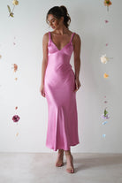 Bethanie Soft Satin Maxi  | Bright Pink - Oh Hello Clothing