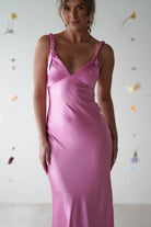 Bethanie Soft Satin Maxi  | Bright Pink - Oh Hello Clothing