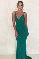 Billie Glitter Bodycon Gown | Emerald Green - Oh Hello Clothing