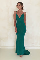 Billie Glitter Bodycon Gown | Emerald Green - Oh Hello Clothing