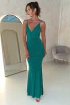 Billie Glitter Bodycon Gown | Emerald Green - Oh Hello Clothing