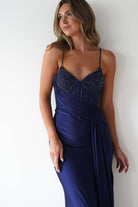 Breanna Draped Embellished Gown | Navy | Oh Hello Clothing | S (8)