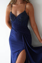 Breanna Draped Embellished Gown | Navy | Oh Hello Clothing | S (8)