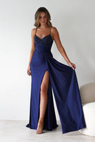 Breanna Draped Embellished Gown | Navy | Oh Hello Clothing | S (8)