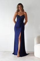 Breanna Draped Embellished Gown | Navy | Oh Hello Clothing | S (8)