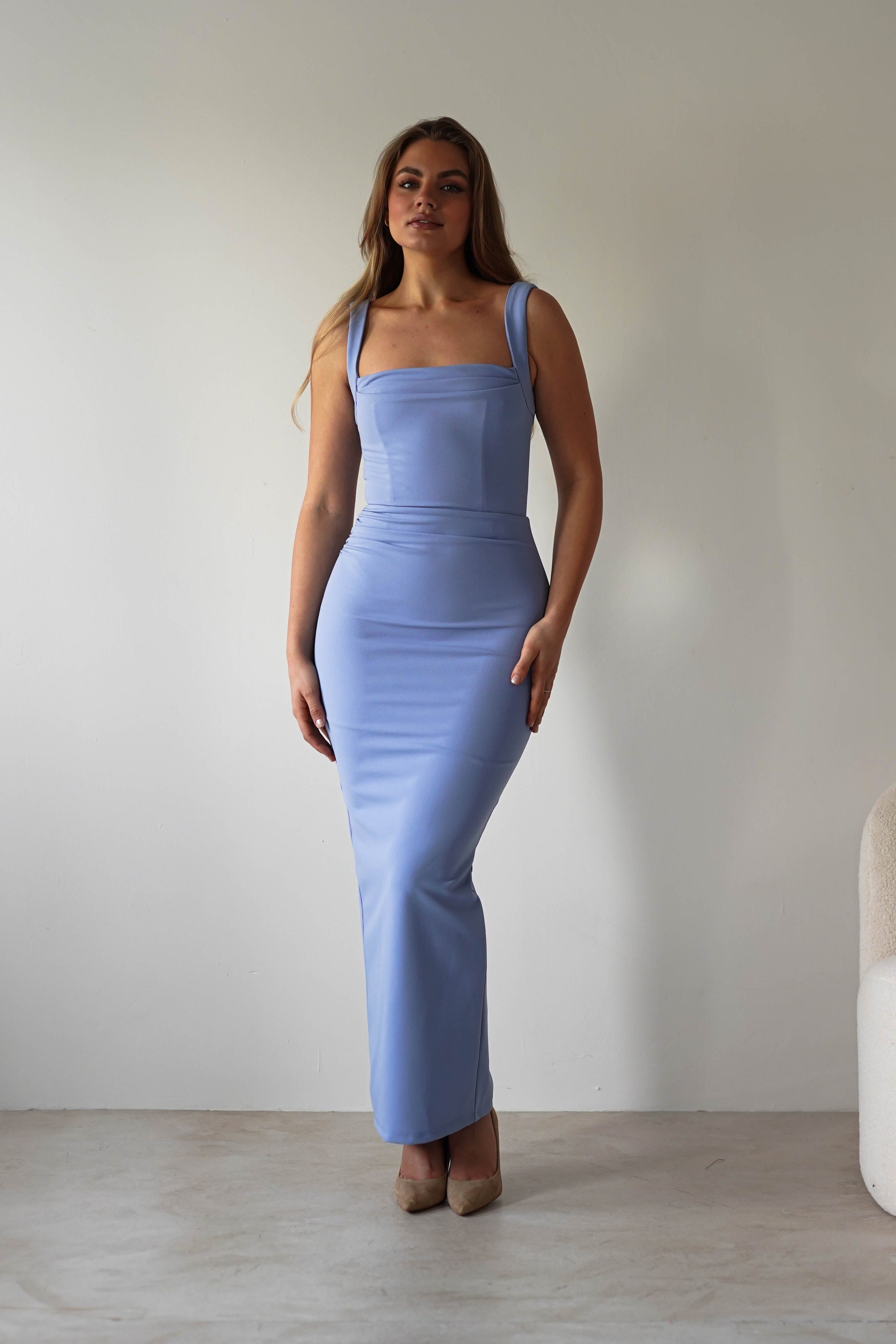 Brooke Square Neck Maxi Dress | Blue | Oh Hello Clothing | XS (6)