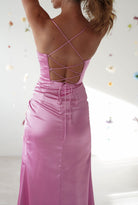 Cally High Slit Corset Gown | Bright Pink - Oh Hello Clothing