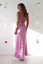 Cally High Slit Corset Gown | Bright Pink - Oh Hello Clothing