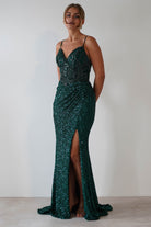 Candyce Sequin Mermaid Gown | Emerald Green - Oh Hello Clothing