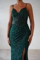Candyce Sequin Mermaid Gown | Emerald Green - Oh Hello Clothing