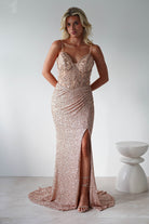 Candyce Sequin Mermaid Gown | Gold - Oh Hello Clothing