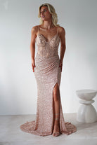 Candyce Sequin Mermaid Gown | Gold - Oh Hello Clothing