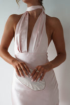 Cheree Silky Halterneck Maxi Dress | Pink | Oh Hello Clothing | XS (6)