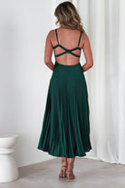 Cheri Pleated Midaxi Dress | Forest Green | Oh Hello Clothing | XS (6)