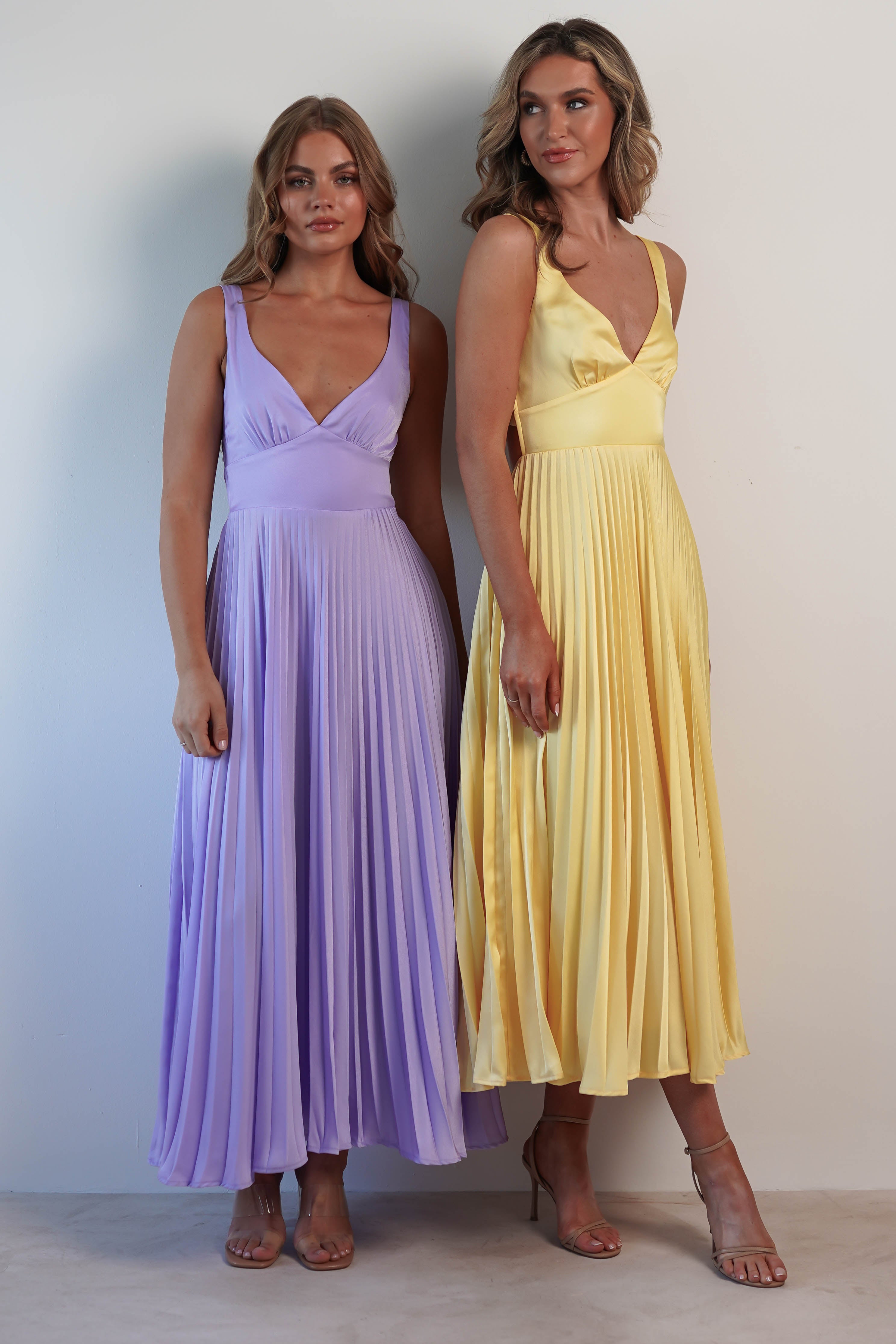 Cheri Pleated Midaxi Dress | Lilac | Oh Hello Clothing | XS (6)