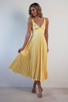 Cheri Pleated Midaxi Dress | Yellow | Oh Hello Clothing | XS (6)
