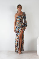 Corina One Sleeve Maxi Dress | Mixed Print | Oh Hello Clothing | S (8)