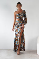 Corina One Sleeve Maxi Dress | Mixed Print | Oh Hello Clothing | S (8)