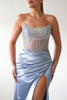 Crystal Bodycon Embellished Gown | Blue - Oh Hello Clothing