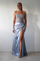 Crystal Bodycon Embellished Gown | Blue - Oh Hello Clothing