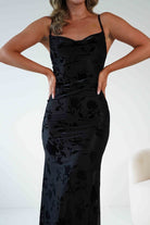 Dahlia Floral Jacquard Maxi Dress | Black | Oh Hello Clothing | XS (6)