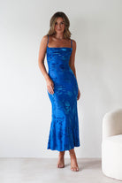 Dahlia Floral Jacquard Maxi Dress | Royal Blue | Oh Hello Clothing | XS (6)
