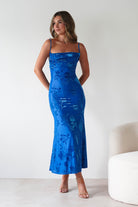 Dahlia Floral Jacquard Maxi Dress | Royal Blue | Oh Hello Clothing | XS (6)