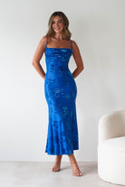 Dahlia Floral Jacquard Maxi Dress | Royal Blue | Oh Hello Clothing | XS (6)