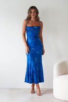 Dahlia Floral Jacquard Maxi Dress | Royal Blue | Oh Hello Clothing | XS (6)