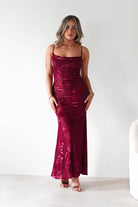 Dahlia Floral Jacquard Maxi Dress | Wine | Oh Hello Clothing | XS (6)