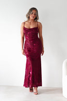 Dahlia Floral Jacquard Maxi Dress | Wine | Oh Hello Clothing | XS (6)