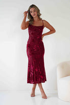 Dahlia Floral Jacquard Maxi Dress | Wine | Oh Hello Clothing | XS (6)