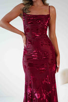 Dahlia Floral Jacquard Maxi Dress | Wine | Oh Hello Clothing | XS (6)