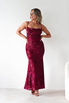 Dahlia Floral Jacquard Maxi Dress | Wine | Oh Hello Clothing | XS (6)