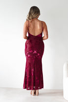 Factory Wedding Guest Dresses Dahlia Floral Jacquard Maxi Dress | Wine