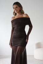 Dalton Mesh Maxi Dress | Brown | Oh Hello Clothing | S (8)
