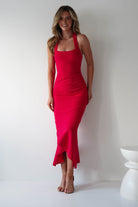 Damaris Textured Midi  | Red - Oh Hello Clothing