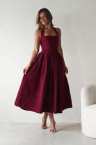 Daria Halter Neck Midi Dress | Wine | Oh Hello Clothing | XS (6)