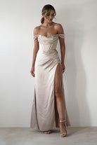 Dionne Soft Coset Maxi Gown | Champagne - Oh Hello Clothing