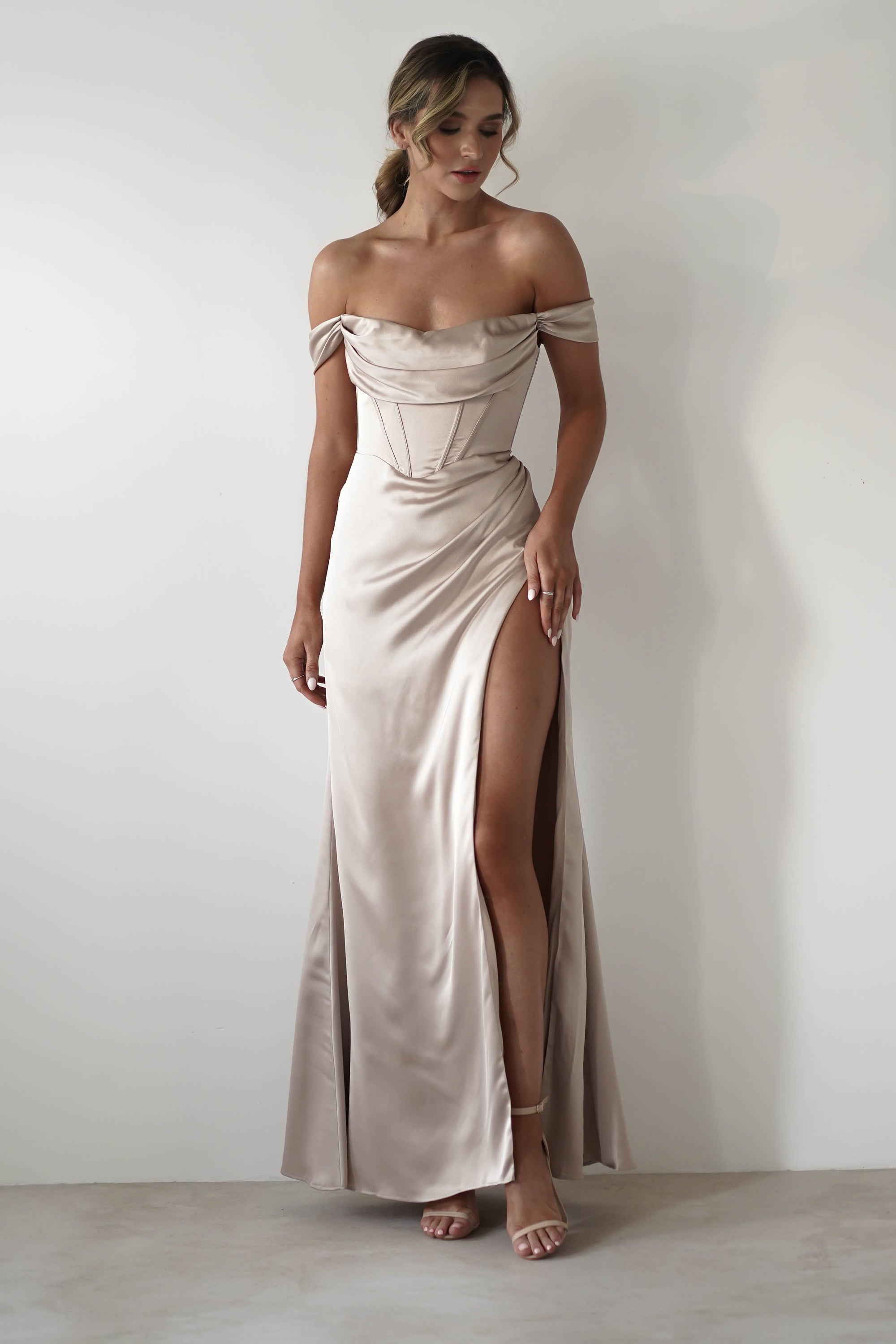 Dionne Soft Coset Maxi Gown | Champagne | Oh Hello Clothing | S (8)