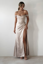 Dionne Soft Coset Maxi Gown | Champagne - Oh Hello Clothing