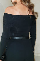 Vanida Off The Shoulder Bodysuit Top | Black - Oh Hello Clothing