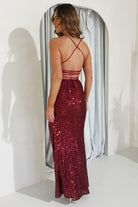 Sorella Bodycon Sequin Gown | Dark Red - Oh Hello Clothing