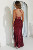 Sorella Bodycon Sequin Gown | Dark Red - Oh Hello Clothing
