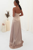 Krysta Soft Satin Long Strapless Gown | Champagne - Oh Hello Clothing