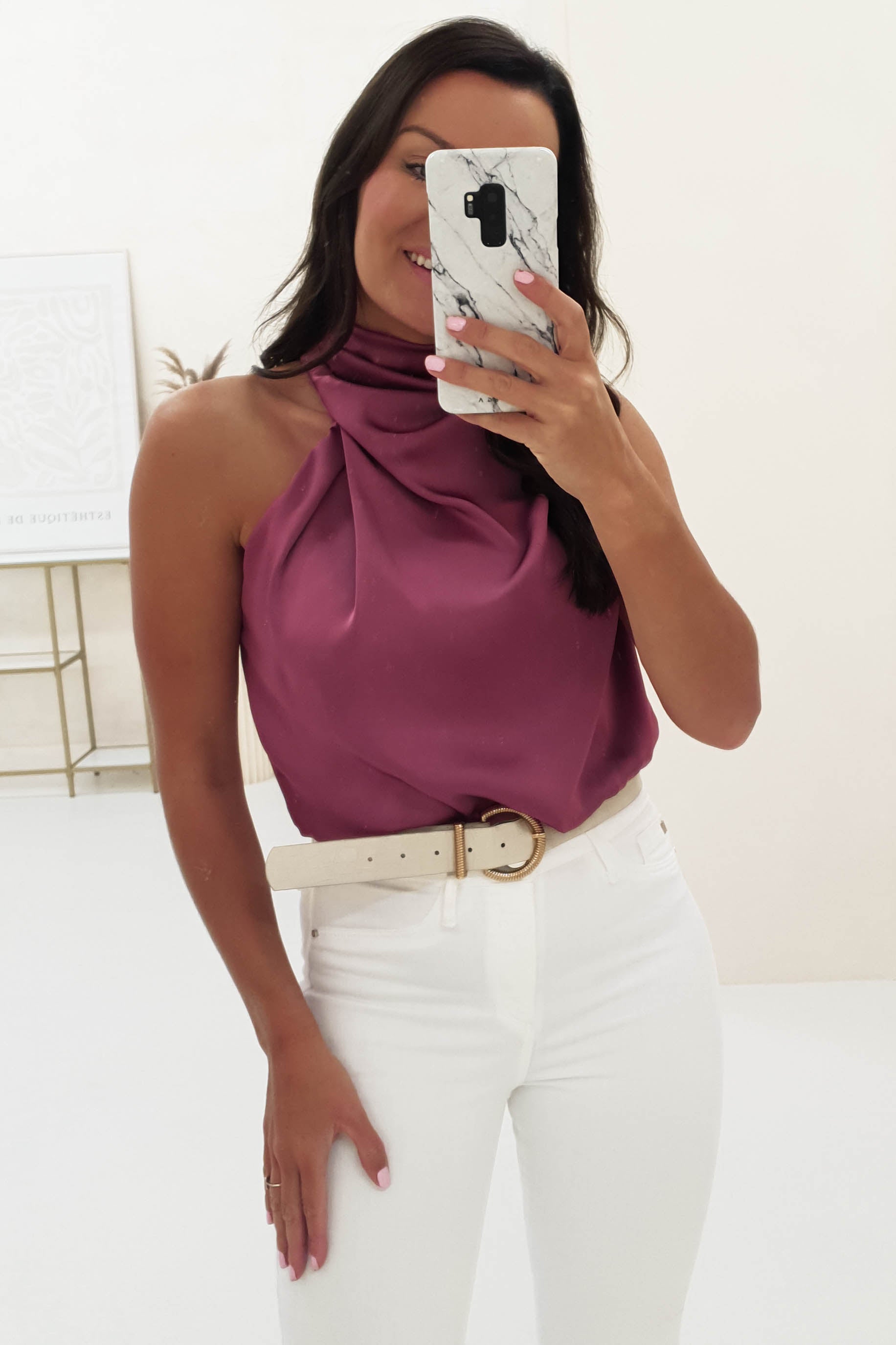 Layla Soft Satin Crop Top | Plum - Oh Hello Clothing